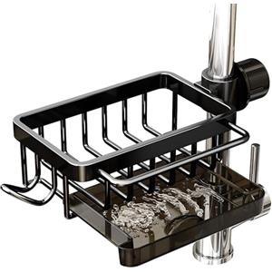 PengGengA Organizer Cucina per Lavello Porta Spugne Cucina Lavello con Vaschetta di Scarico Porta Asciugamani Porta Stracci Organizzatore per Rubinetto del Lavello