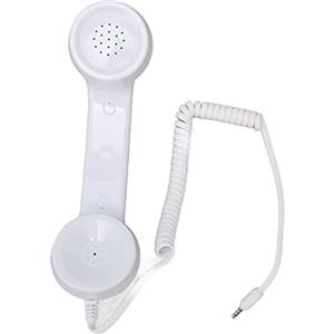 Annadue Ricevitore del Telefono Cellulare, Cornetta del Telefono retrò Vintage Ricevitore del Telefono Cellulare per Tutti gli Smartphone e Computer con Jack per Cuffie da 3,5 Mm (Bianco)