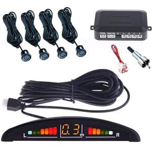 AMAPOLAS Kit 4 Sensori di Parcheggio per Auto con Display Suono LED Acustico Verniciabili