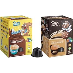 Generico Bevande Cuore Nero Caffe Linea Kids 40 Capsule (4 box da 10 cps) Compatibili Con Nescafe Dolce Gusto a scelta tra Milquik (Nesquik) e Straciok (Pan di Stelle - L'Emporio del caffè