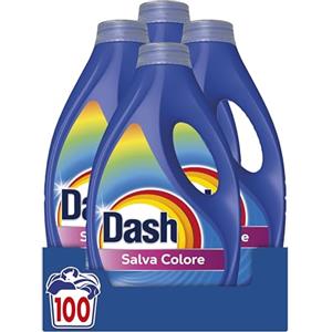 Dash Detersivo Liquido Lavatrice, 100 Lavaggi, Salva Colore, Rimuove Le Macchie, Igienizza, Brillantezza Per I Capi