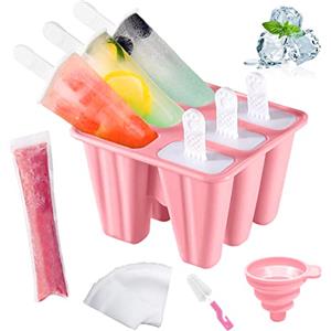 AmzKoi Stampi Ghiaccioli, Silicone Stampi per Gelato senza BPA, Formine Ghiaccioli Riutilizzabili, Ghiaccioli Stampo, Stampi Gelato Stecco, Stampo Ghiaccioli per Bambini Adulti (Rosa)