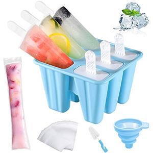 AmzKoi Stampi Ghiaccioli, Silicone Stampi per Gelato senza BPA, Formine Ghiaccioli Riutilizzabili, Ghiaccioli Stampo, Stampi Gelato Stecco, Stampo Ghiaccioli per Bambini Adulti (Blu)