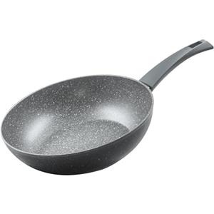 Zanetti - Durapietra, Padella Wok Induzione 28 cm, Padella Wok Antiaderente adatta anche all'Induzione, Diametro 28 cm, Colore Grigio