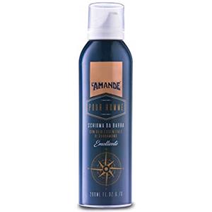 L'AMANDE - Schiuma da Barba Purificante con Olio Essenziale di Cardamomo, Schiuma da Barba Uomo al Limone, Emulsione Spray contro Irritazioni, Favorisce la Scorrevolezza del Rasoio - Pour Homme 200 ml
