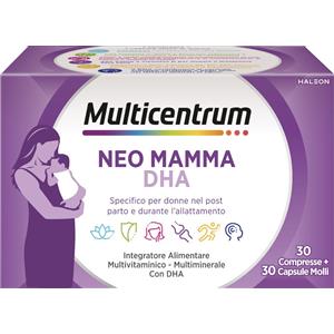 Multicentrum Neo Mamma DHA - Integratore Multivitaminico e Multiminerale per Donne in Allattamento - 30 Compresse 30 Capsule Molli