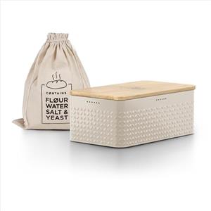 LARS NYSØM Portapane con sacchetto per il pane incluso in lino I Cassetta per Pane con freschezza particolarmente duratura I Portapane con coperchio in bambù adatto come tagliere (Taupe Brown)