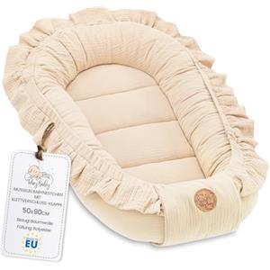 Totsy Baby Mussola Riduttore lettino neonato - 90x50 cm baby nest trasportabile per neonati nido culla pod cocoonababy babynest antisoffoco Beige chiaro