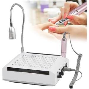 SQUADO Set Professionale per Manicure, Fresa Elettrica Fresa Unghie 4 in 1 Aspiratore da 60w Fresa Unghie Elettrico 30000 giri e Lampada Led 5w Bianco Freddo + kit 6 Punte