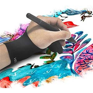 VEIKK Guanto da artista VEIKK per tavoletta grafica, misura libera, 1 unità per mancini o destrimani - nero