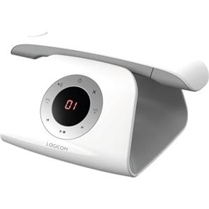 Logicom - Retro 2 - Telefono Cordless DECT - Design Vintage - Vivavoce - Display - Retroilluminato 3 Linee - 300m -Portata - Compatibile Box Internet - 100h Standby - Bianco