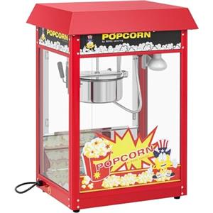 Royal Catering Macchina per popcorn in stile retrò, 1500 W, 195/235 °C, 2 temperature per popcorn dolci e salati, colore rosso