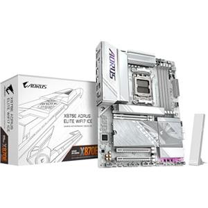 GIGABYTE X870E AORUS ELITE WIFI7 ICE Scheda madre - Supporta CPU AMD Ryzen 9000, VRM digitale a 16+2+2 fasi, fino a 8200 MHz DDR5 (O.C.), 3x PCIe 5.0 + 1x PCIe 4.0, Wi-Fi 7, LAN 2.5 GbE, USB 4