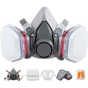 Prassia Maschera traspirante riutilizzabile con 10 filtri - Respiratore a mezza maschera per la lavorazione del legno, saldatura, lucidatura e protezione del lavoro