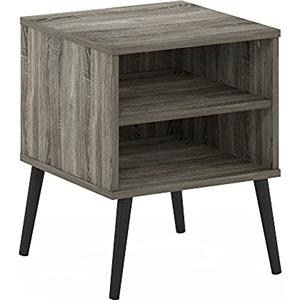 Furinno Claude in Stile metà secolo con Gambe in Legno, ingegnerizzato, Rovere Francese Grigio, Taglia Unica