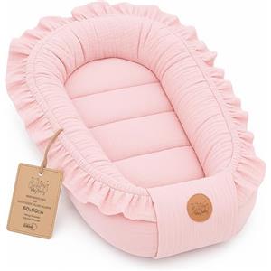Totsy Baby Mussola Riduttore lettino neonato - 90x50 cm baby nest trasportabile per neonati nido culla pod cocoonababy babynest antisoffoco Rosa cipria