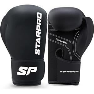 Starpro Bambini Guantoni da Boxe a Guscio Singolo - Pelle Sintetica - Nero - per l'allenamento e Lo Sparring Giovanile nel Fitness e boxercise di Muay Thai Kickboxing - Bambini 4oz 6oz