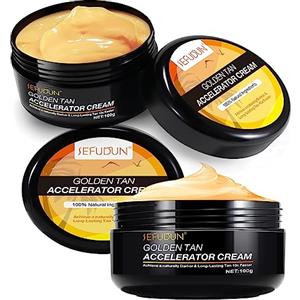 Tioueo Crema acceleratore di abbronzatura, autoabbronzante, crema abbronzante per viso e corpo, lunga durata, abbronzatura naturale, abbronzante naturale, 200 g, 2 pezzi