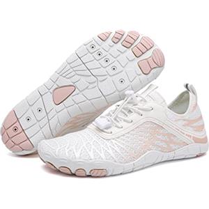 Yeria Scarpe da donna a piedi nudi, unisex, ad asciugatura rapida, fori di drenaggio, da spiaggia, per sport acquatici, per attività all'aria aperta, bianco, 39 EU