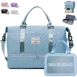 YOUYIKE Borsone da Viaggio Donna, con Scomparto per le Scarpe, 41.8 L Impermeabileborsa Palestra Donna, Borsone Viaggio Weekender, Pieghevole Borsa Viaggio XXL, Borsa Parto Ospedale Mamma (blu)