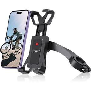 UTEBIT Porta Cellulare Moto 1S Blocco Rapido Supporto per Telefono a 360° Portatelefono Bici Stabile con 0.8''-1.3''Manubrio Compatibile con 4.7