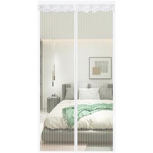 Aisprts Zanzariera Magnetica per Porta 80x200cm Protezione Dagli Insetti Facile Installazione Adesiva Senza Forare per Porte di Balconi, Cantine e Patio, Strisce Bianche