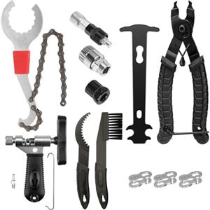 Yeelan Set di attrezzi per bicicletta, per catena, per catena di 6/7/8/9/10, 15 pezzi