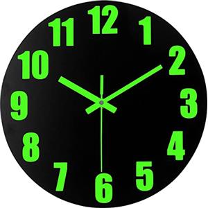 DIYZON Orologio da Parete Luminoso, Orologio da Parete in Legno in Atile Country da 30 cm Senza Ticchettio Adatto per Camera da Letto/Cucina/Orologio da Parete Digitale di Facile Lettura