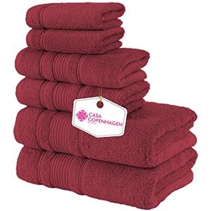 CASA COPENHAGEN 2 Asciugamani da Bagno Grandi 2 Asciugamani Grandi 2 Salviette Cotone Egiziano Super Morbido Set Asciugamani Premium 6 Pezzi per Hotel & Spa, Bagno, Cucina, Doccia - Borgogna