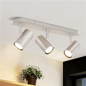 Glitzerlife Faretto da Soffitto LED 3 Fiamme Nickel - Plafoniera Girevole GU10 Moderno per Sala Soggiorno Camera da Letto Cucina - Senza Lampadina