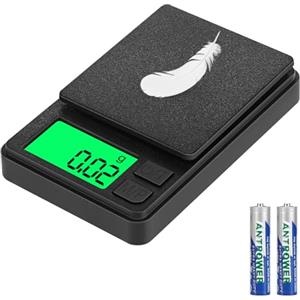 vvhippo Bilancia di Precisione 1000g/0.01g Portatile Bilance per Gioielli,Bilancia Digitale con Display LCD Retroilluminato（Funzione Tara）, 7 unità, per Cucina/Caffè/Gioielli/Farmaci(2 batterie incluse)