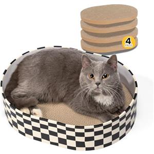 Conlun Tiragraffi per Gatti in Cartone Ondulato, 4 Graffiatoi Reversibili Resistente, Letto Gatto Cartone Che Protegge i Mobili, Facile da Pulire, Regalo Perfetto per Gattini, Grande