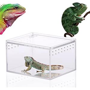CaiYuanGJ Scatola di Alimentazione per Insetti, Scatola per Allevamento di Rettili, Terrario per Rettili in Vetro, Trasparente Acrilico Contenitore Animali Rettili, per Lucertole, Ragni (10.3x8.3x6CM)