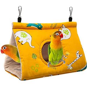 QNMD Nido per Pappagalli Invernale Calda, Amaca Calda per Pappagalli, Nido d'Uccello Caldo, Pappagallo Amaca, Tenda dei Pappagalli, per Pappagalli, Parrocchetti Ondulati Lovebird（Giallo）