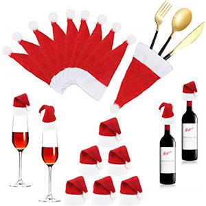 BUZIFU 20 Pezzi Mini Cappelli di Babbo Natale Mini Cappello di Natale Mini Cappelli da Babbo Portaposate Natalizie Decorazioni per Decorare Vari Accessori Natalizi e Decorazioni da Tavola