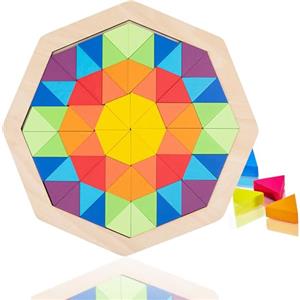 ChaneeHann Puzzle Legno,Tangram Bambini con Colorata Forme Geometriche per Apprendimento dei Colori e il Pensiero Logico,Giochi per Bambini per la immaginazione Divertente Giocattolo Educativo per 3-6 Anni