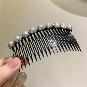 Umiin 2 pezzi pettinini laterali francesi, pettine decorativo di plastica per capelli con denti, pettinini per capelli, scivoli per capelli, accessori per donne sposa, capelli spessi (perle)