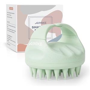 AIMIKE Massaggiatore Cuoio Capelluto, Spazzola Shampoo Cuoio Capelluto in Silicone per Riduce la Forfora, Spazzola cuoio capelluto per la Crescita dei Capell, Bagnati Asciutti Spazzola Capelli, Verde