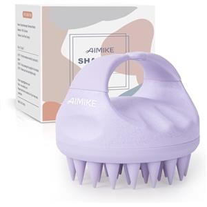 AIMIKE Massaggiatore Cuoio Capelluto, Spazzola Shampoo Cuoio Capelluto in Silicone per Riduce la Forfora, Spazzola cuoio capelluto per la Crescita dei Capell, Bagnati Asciutti Spazzola Capelli, Lilla