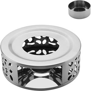 ARTGHJL Scalda Teiera in Acciaio Inox, Scaldateiera con Porta Candele, Scalda Teiera Scaldavivande, Scalda Teiera Candela, Base Scaldavivande, Riscaldatore per Teiera (Argento)