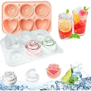 Guidre Stampo Cubetti Silicone Stampi Ghiaccio Di Ghiaccio a Forma Di Rosa e Cuore Con Coperchio Traslucid Stampo per cubetti di Ghiaccio per alimenti Ghiaccio per bevande fredde,cioccolato,whisky e cocktail