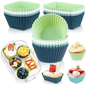 Byffoer Pirottini per muffin in silicone, riutilizzabili, in silicone, per muffin, cupcake, torte, mini pirottini antiaderenti