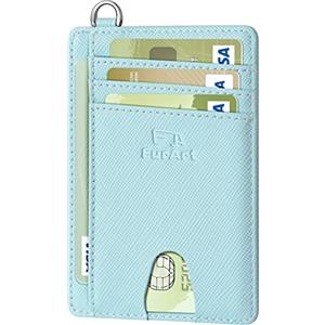 FurArt Portafoglio Minimalista Sottile Porta Carte di Credito Blocco RFID per Donne e Uomini con Grillo a D Smontaggio, azzurro chiaro, Porta carte