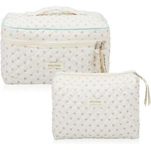 Yeria Borsa da Toilette da Viaggio, Beauty Case da Viaggio, Borsa da Viaggio, Borsa Trucco Floreale, Trucco Pochette da Toilette, Trousse Trucchi Organizer per Cosmetici, per Donne e Ragazze (A1+B1)