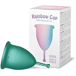 Rainbowcup Rainbow Cup, Coppetta Mestruale Made in Italy in Silicone Medicale Senza Lattice e Additivi, Comoda, Ecologica, Sicura, in più Varianti, Coppetta Mestruale Morbida, Colore Smeraldo, Taglia 1