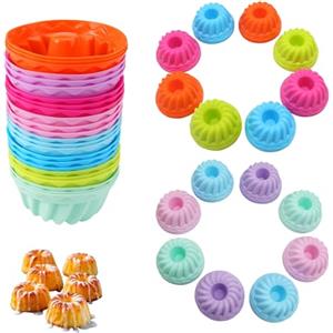 FUSONGQINTANG Set di 24 Stampi per Cupcake Non Adesivi Pirottini per Muffin Riutilizzabili Stampi in Silicone per Torte Gelati al Cioccolato Gelatina