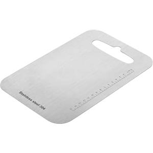 Duiyehui Mini tagliere in acciaio inox 304, tagliere da campeggio, antibatterico, igienico, durevole, con foro per il manico, facile da pulire, design moderno e accattivante con scala