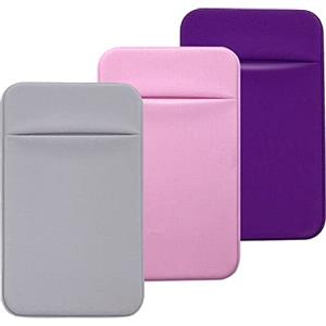 CKANDAY Confezione da 3 porta carte per telefono cellulare con adesivo adesivo per retro del telefono, custodie per carte d'identità e carte di credito, tasca per smartphone Android, 3 colori