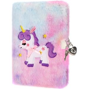 PESLNG Diario Segreto Bambina - Diario con Lucchetto, Ideale per la Scuola e Come Regalo per il Ritorno a Scuola e Occasioni Speciali (Unicorno con fiocco, colore scuro, Multi)