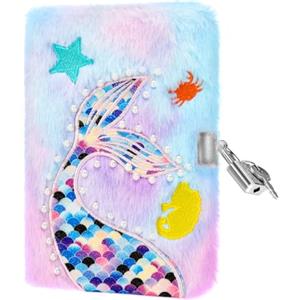 PESLNG Diario Segreto Bambina - Diario con Lucchetto, Ideale per la Scuola e Come Regalo per il Ritorno a Scuola e Occasioni Speciali (Sirena perlata, colore scuro, Multi)